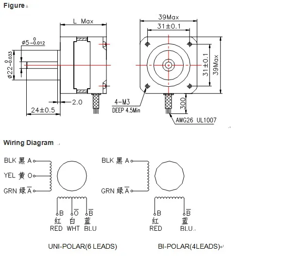 1.8° 39HS2A40-064 Stepper Motor 2-Phase Hybrid Stepper Motor