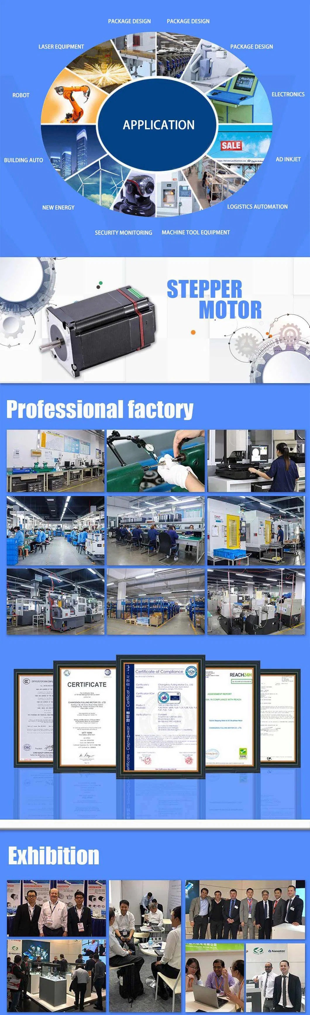 110mm Round Motor 1.8 Degree 110byg250 Torque 10n. M Hybrid Step/Stepping/Stepper Motor
