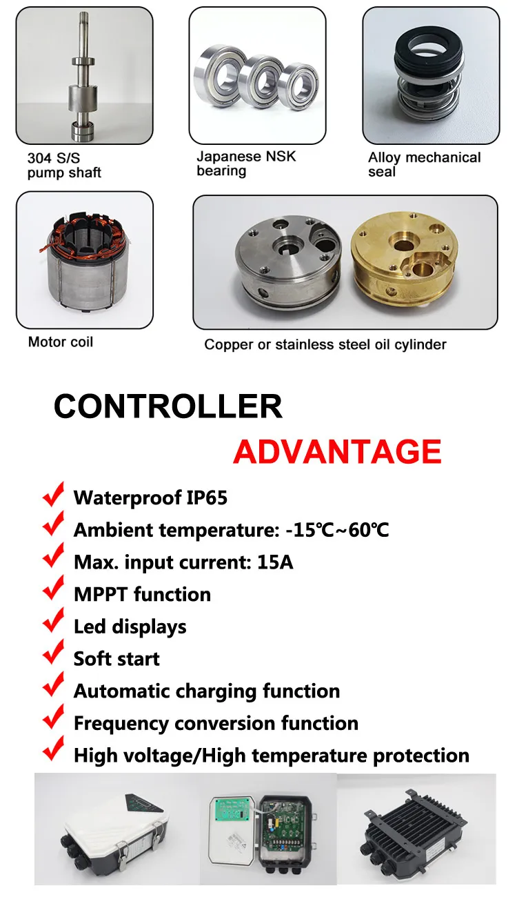 110V 1500W DC Submersible Solar Pumps Deep Well Pump with Solar
