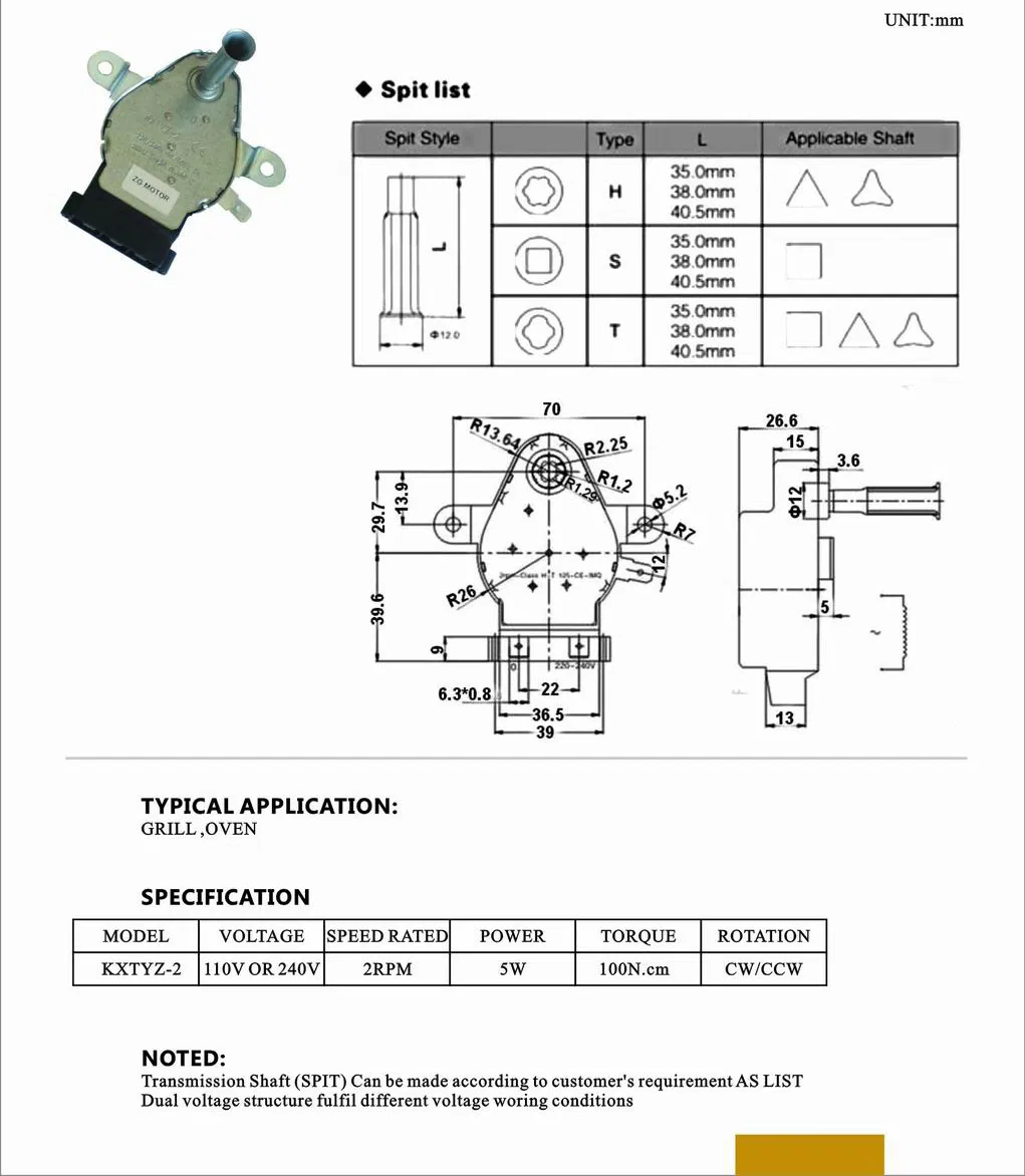 110V 220V 4-6rpm AC Gear Motor Pm Synchronous Motor for Mini Electric Machine off-Axis Positive Inversion