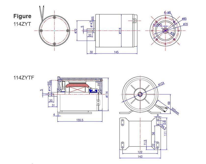 114ZYTF155- 4818 DC Motor Electric Motor Low Voltage DC Motor PMDC Motor/Permanent Magnet DC Motor