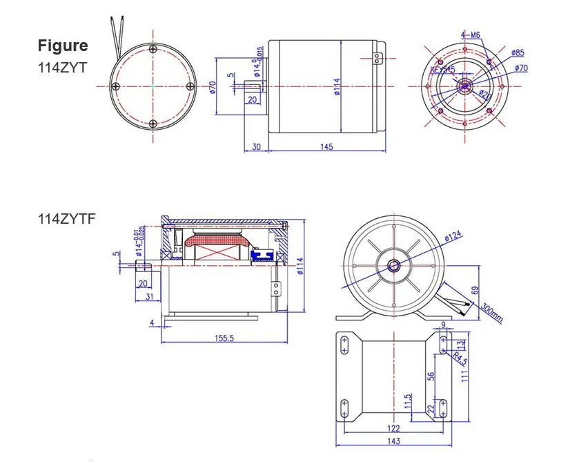 114ZYTF155-4818 DC Motor Electric Motor Low Voltage DC Motor PMDC Motor/Permanent Magnet DC Motor