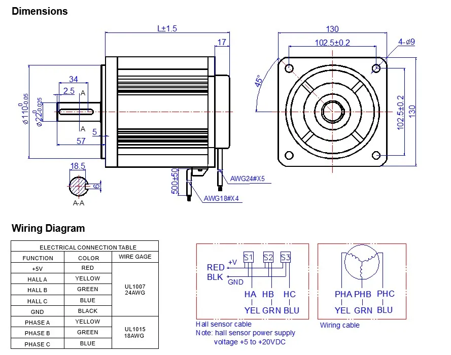 130BLH3A162-31040 DC Motor Electric Motor Low Voltage DC Motor BLDC Motor/Brushless DC Motor