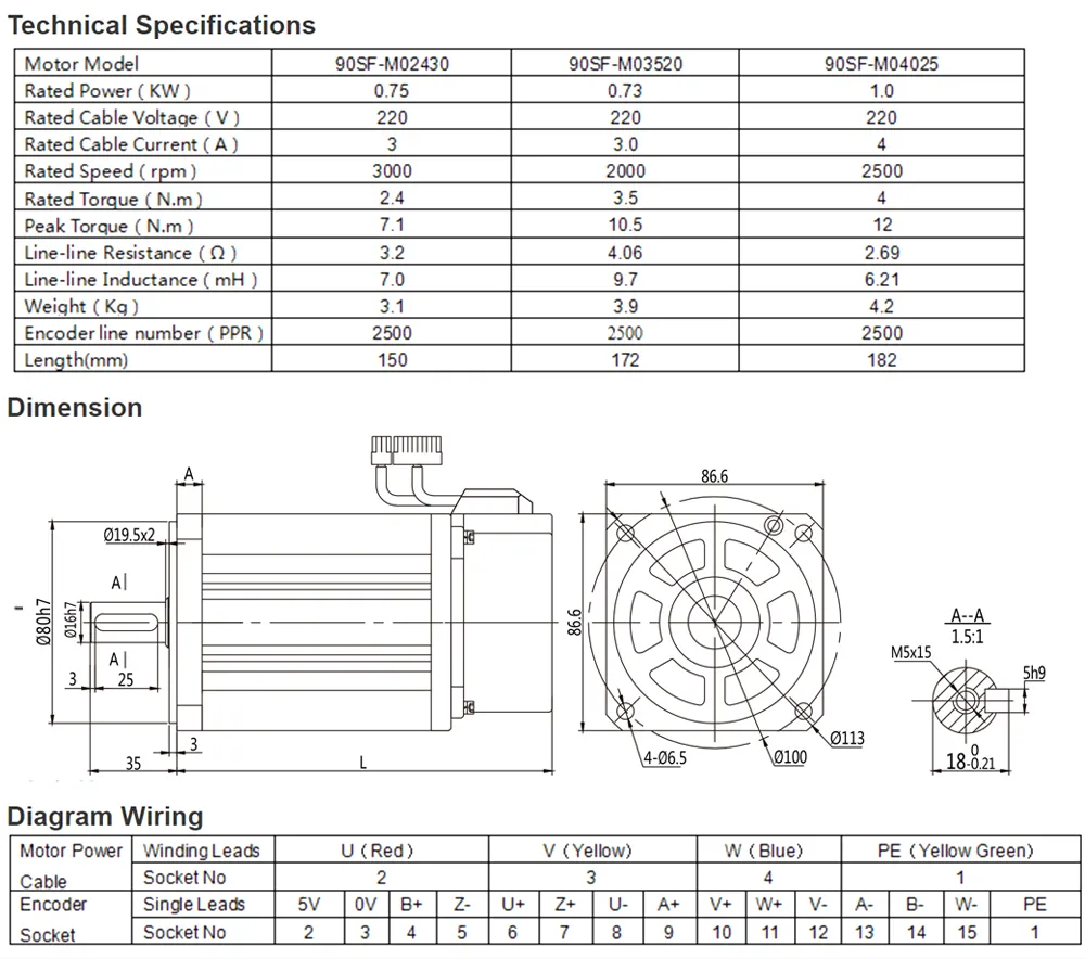 2021 Good Quality 220V 3.5nm 730W AC Servo Motor CNC Motor and Driver with Brake for Engraving Machine