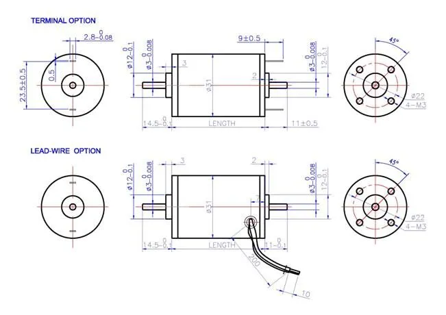 31zyt046-2460 24VDC 0.028n. M 3000rpm PMDC Motor Sunrise Motor