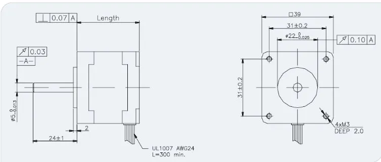 39mm 1.8 Degree Customized Enhanced Hybrid Stepper Motor (MP039NA106)