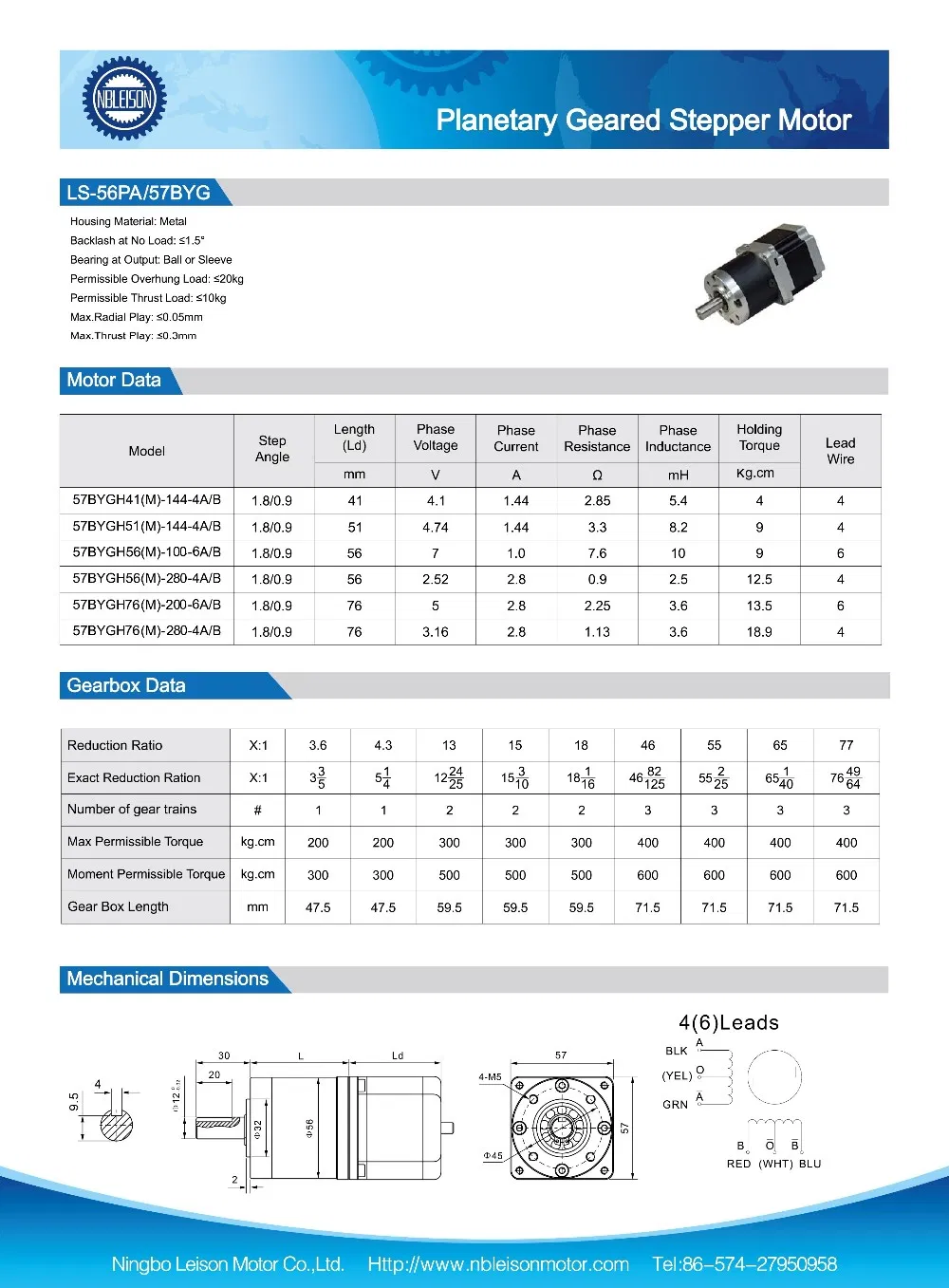 40nm NEMA 23 High Power Stepper Motor with Gearbox