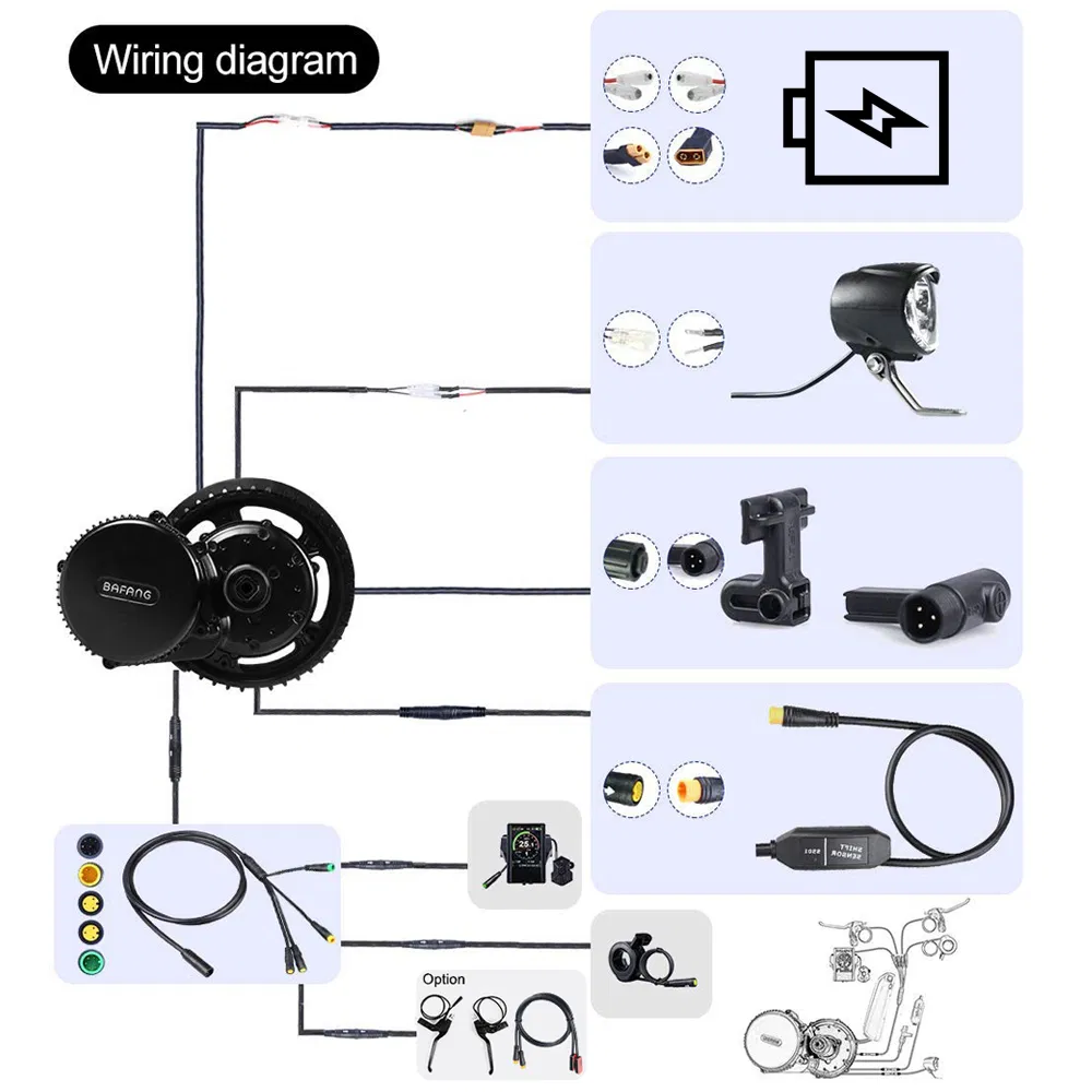 48V 350W Bafang BBS01b MID Drive Motor Electric Bike Conversion Kit with Rack Battery