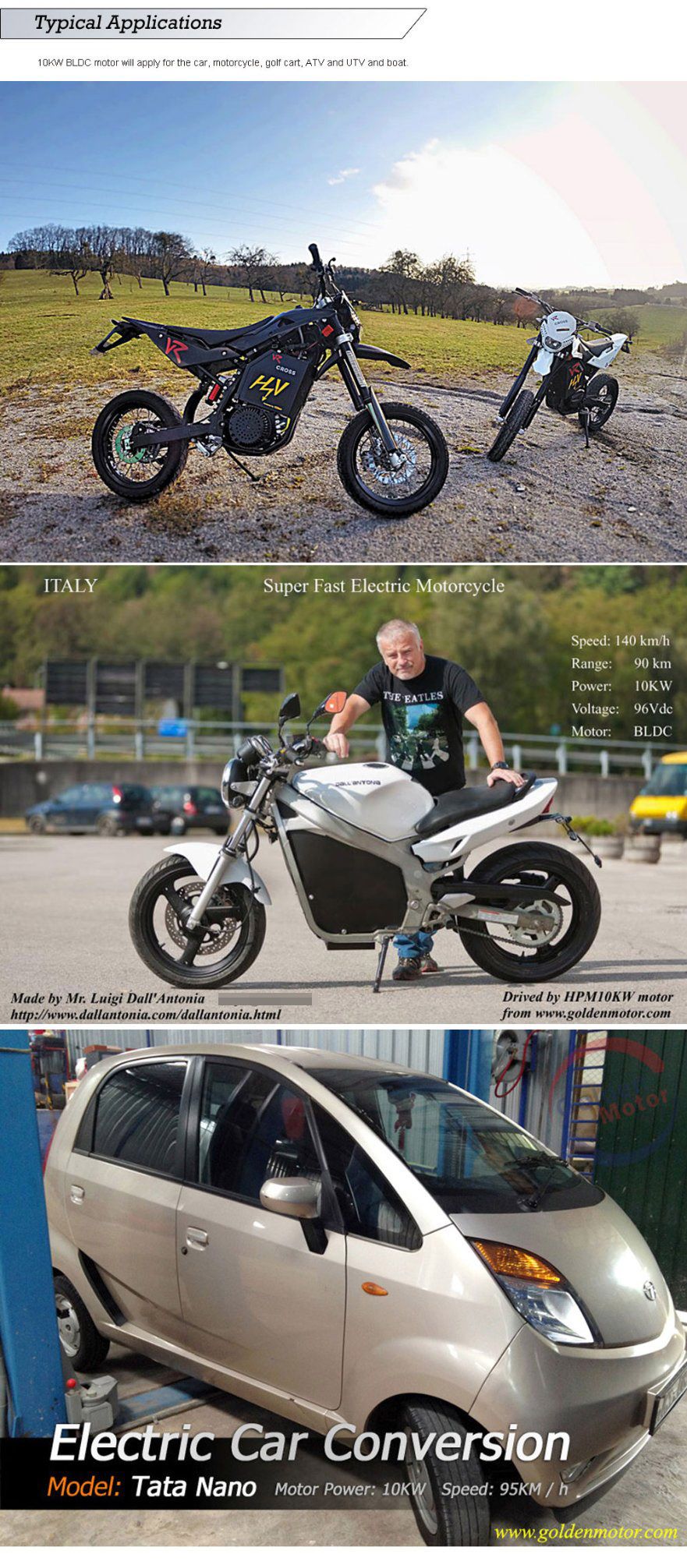 48V 72V 10KW Air cooling or Liquid Cooling, 3000-5000RPM 85 N.m electric motorcycle motor with CE