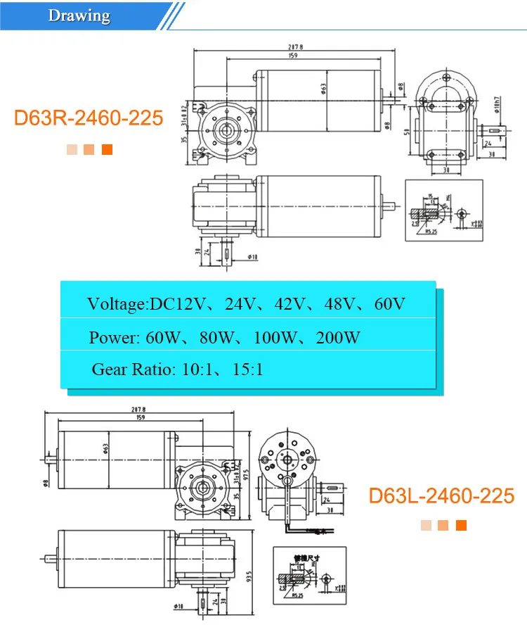 63mm DC Worm Gearbox Auto Door Sliding Gate DC Motor 12V