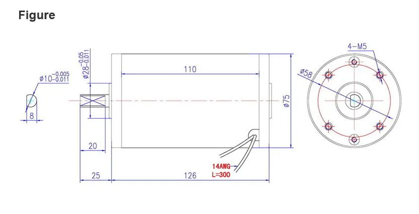 75ZYT126-4845 DC Motor Electric Motor Low Voltage DC Motor PMDC Motor/Permanent Magnet DC Motor