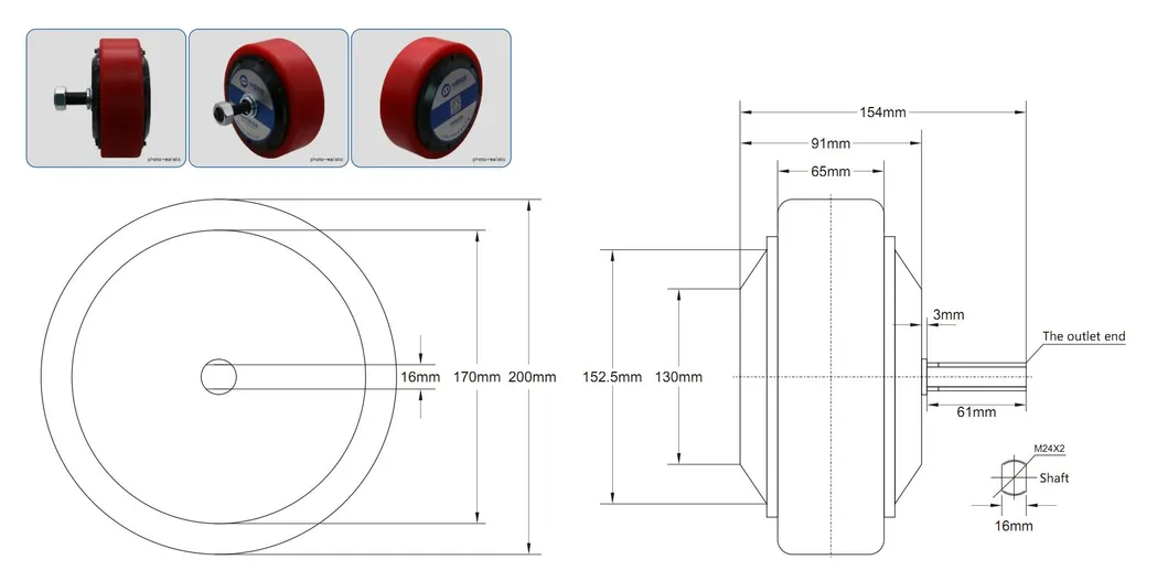 8 Inch 48V 800W 300kg Load 40nm 20A Brushless DC Low Speed High Torque Electric Encoder Hall Wheel Servo Hub Motor for Electric Forklift