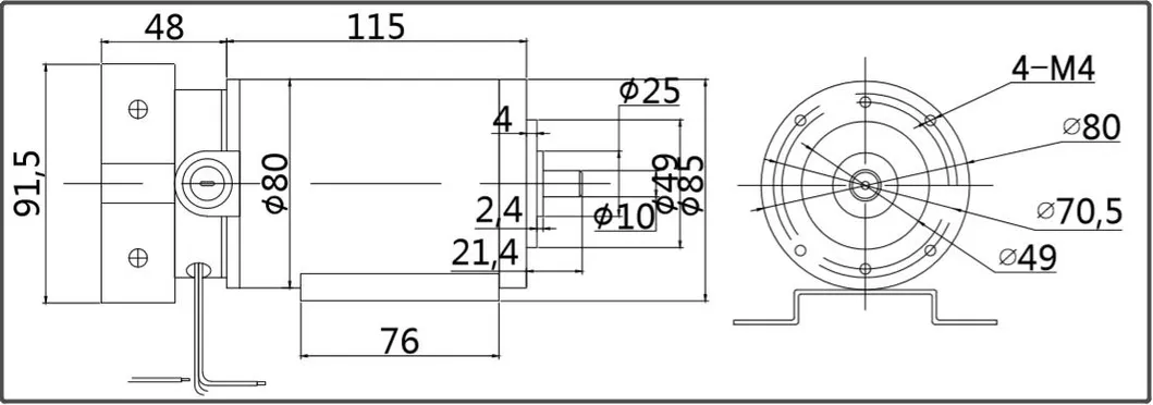 80mm 100W 24V PMDC Motor 80zyt Electric Motor