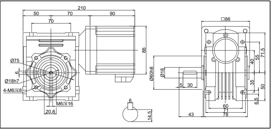86mm 48V Gear Reducer BLDC Brushless DC Worm Gear Motor 46rpm Speed Electric Motor