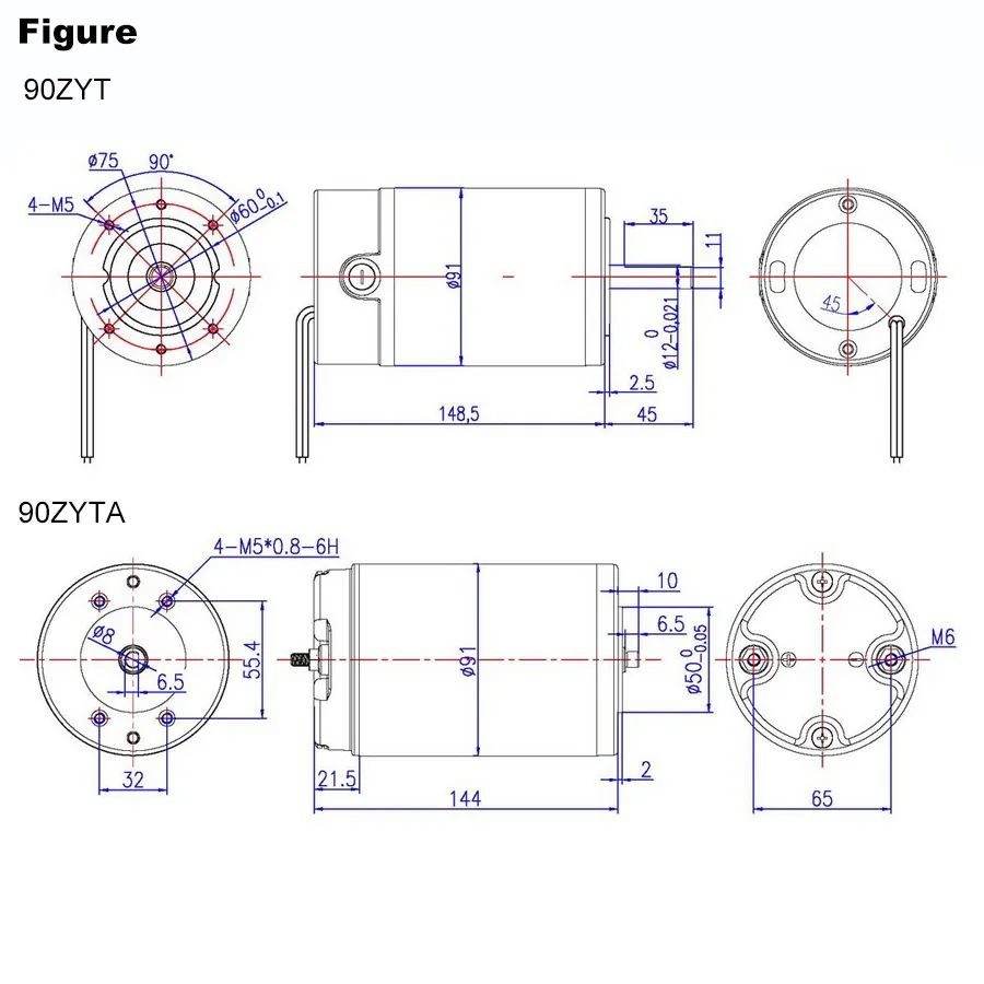 90ZYT155-2453 DC Motor Electric Motor Low Voltage DC Motor PMDC Motor/Permanent Magnet DC Motor