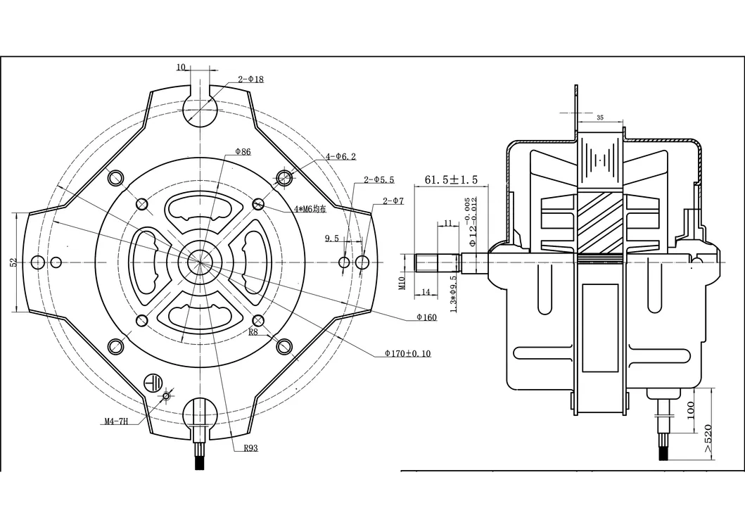 AC Electrical Motor with CCA Wire 80W 1350rpm