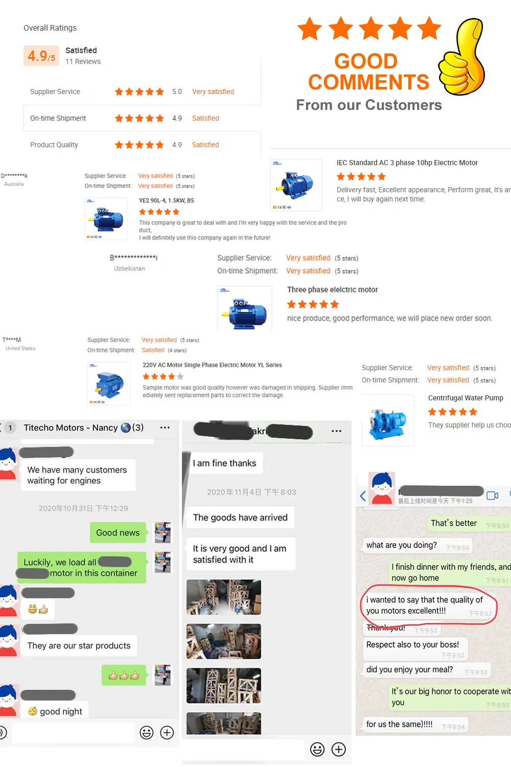 Aluminum Shell of Three-Phase Asynchronous Motor 11kw 15HP 2pole 4pole 6pole 8pole