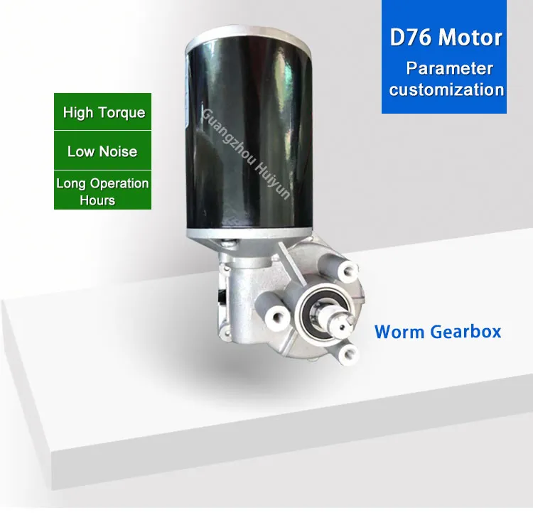 DC Electrical Gear Motors 120W 24V 60rpm / 80 Rpm Worm Gear Electric Motor with Long Shaft