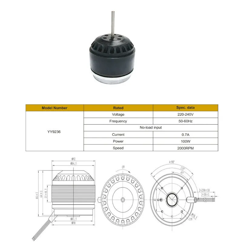 Factory Supply 100W 2000rpm Single Phase Motor for Lampblack Machine