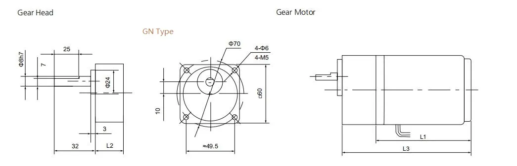 Gdm 60mm70mm80mm 10W 30W High Torque Low Speed Electric DC Gear Motor for Vending Machine