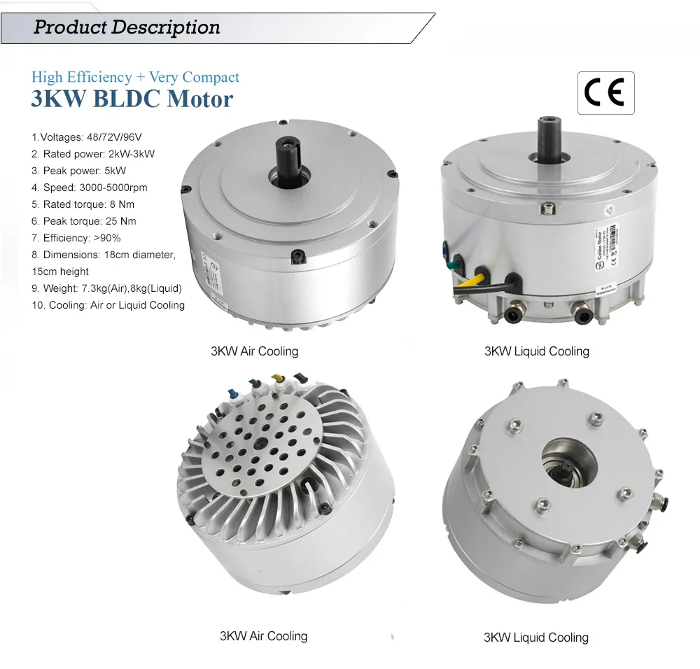 High Powerful 3kw electric motors electric car conversion kit brushless motor