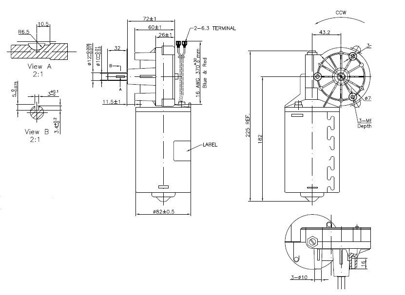 Low Current 24V DC Geared Motor Electric with Rated Torque 8 Nm