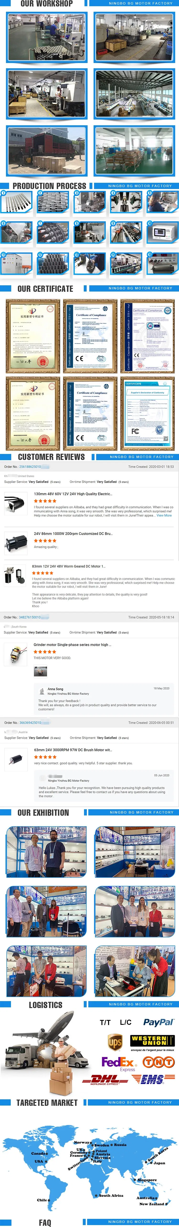 Low Noise 72V 52W 126W 63mm Brush Planetary DC Motor for Cutting Machine