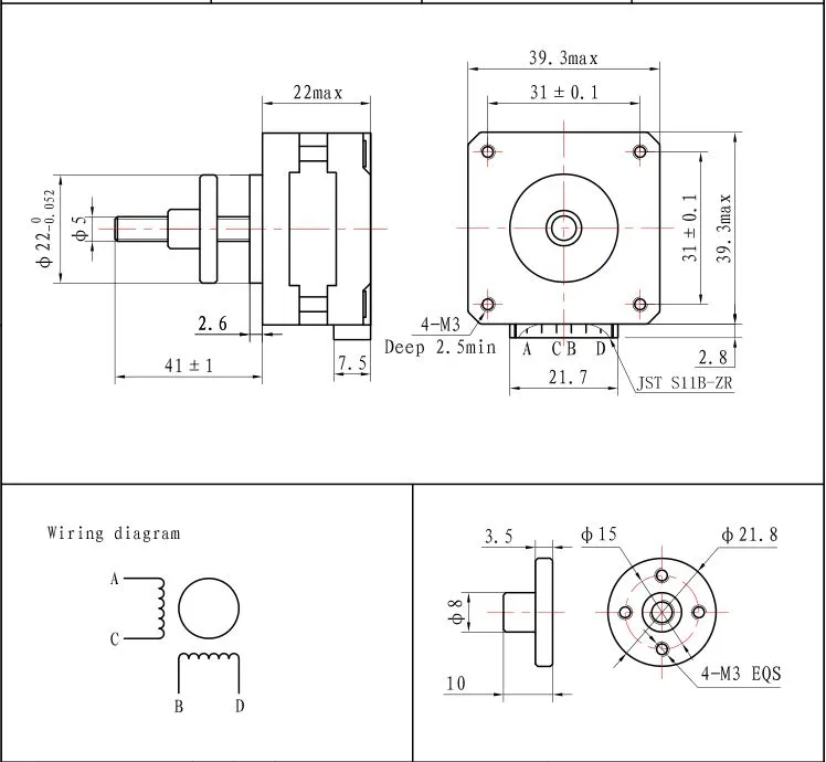 NEMA16 External Drive Screw Hybrid Stepper Motor (39SHD0502-41N)