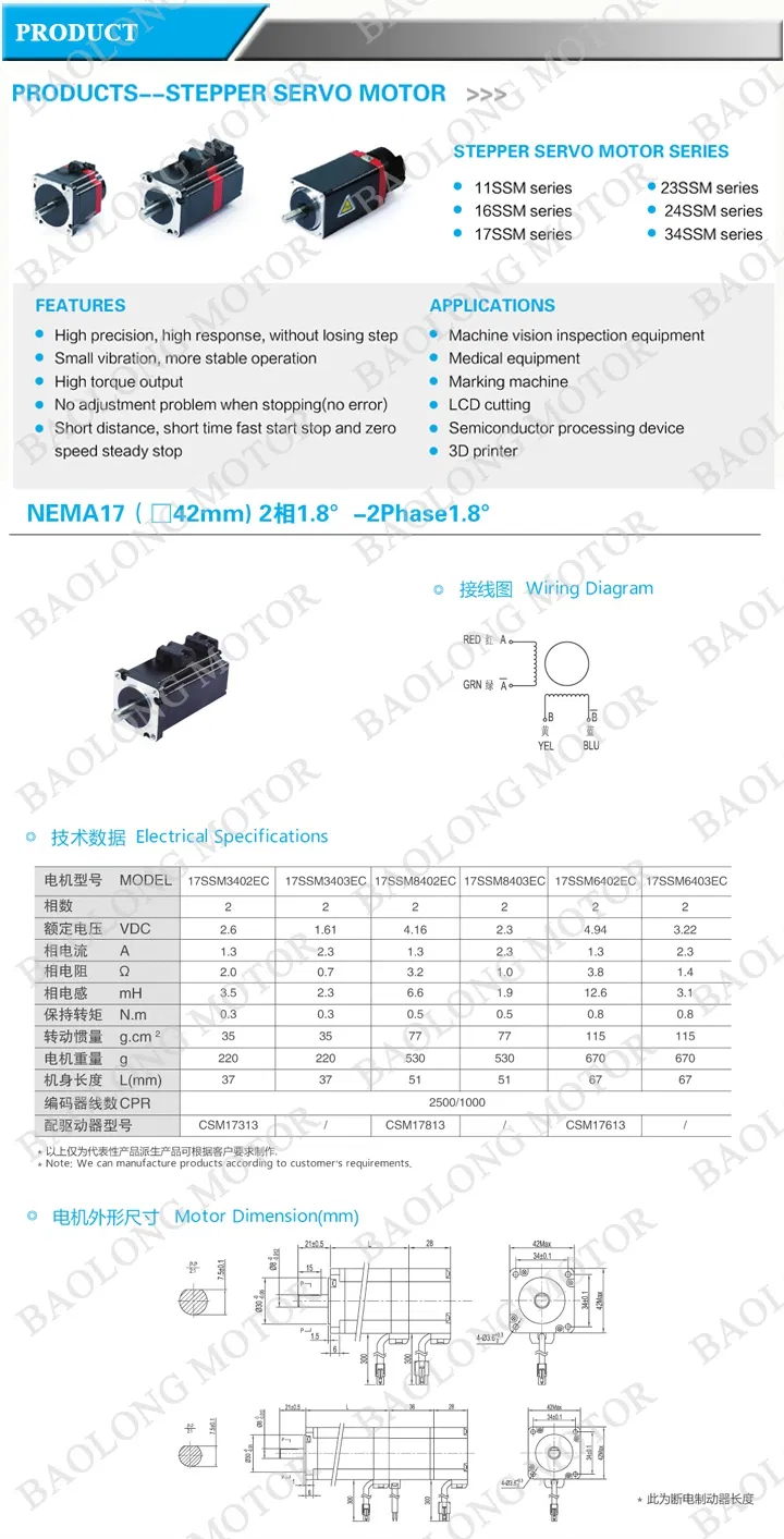 NEMA17 42mm 2Phase AC Sevro Motor