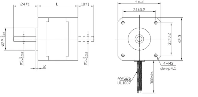 NEMA17 Step Motor Low Price 6 Wires 42mm 1.2A 0.56n. M