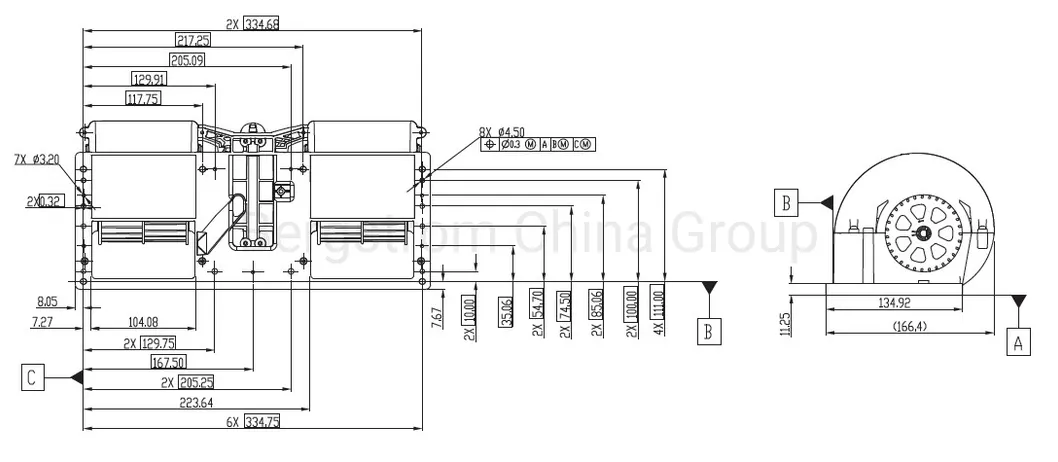NEV Bus Off-highway vehicle Blower up to 600W electric motor and gearless DC motor BFZ95 -06