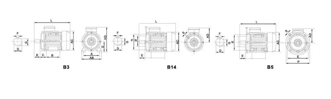 Single 1 Phase 0.55kw 0.75HP 71b5 71b14 AC Asynchronous IEC Electric Gear Motor