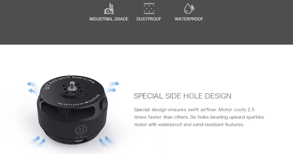 T-Motor U7 Kv280 Power Brushless Motor for Industrial Drone, OEM for Scooter etc