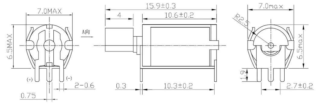 Vibration Motor with Pin Terminals and Bracket for Through Hole Assembly