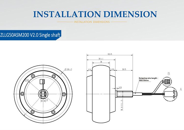 Zltech 5inch 24V 150W 3.2n. M 400rpm Low Speed Electric Wheel Brushless DC Single Shaft Hub Servo Motor with Encoder for Mobile Robot Agv